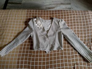 Striped Cropped Blazer