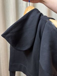 Black Printed Side Zipper Hoodie