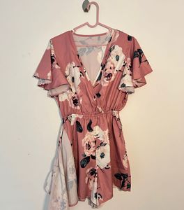 Floral Ruffle Sleeve Romper