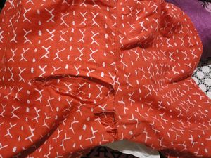 Printed Orange Kurta with Dupatta