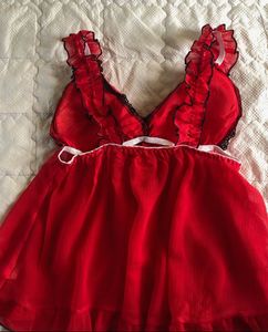 Lingerie Top Cherry red bow tie