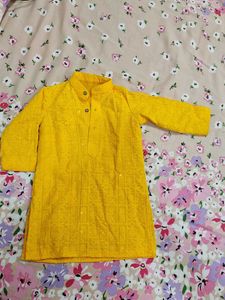 Yellow Embroidered Kurta