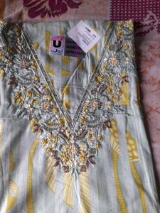Mint Green Striped &amp; Floral Salwar Kameez