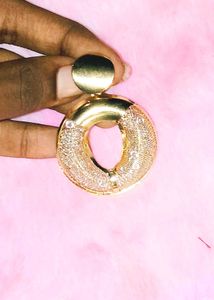 Gold Circle Drop Earrings