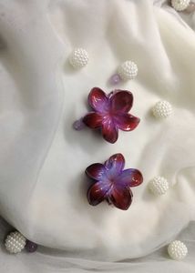 Red And Purple Flower Hair Clips- 1pc