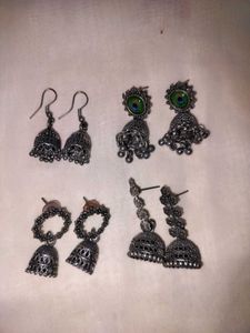 Silver Jhumka Earring Set