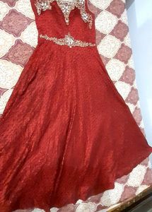 Elegant Red Embellished Gown