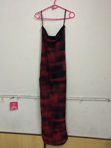 Red &amp; Black Tie-Dye Ruched Maxi Dress