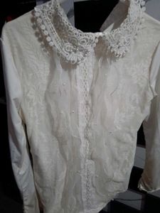 Elegant White Pearl Lace Top💗