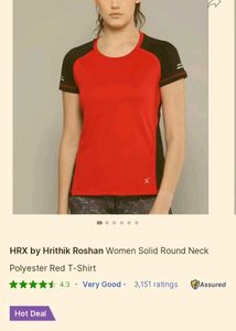 HRX RUNNING Red &amp; Black Athletic T-Shirt