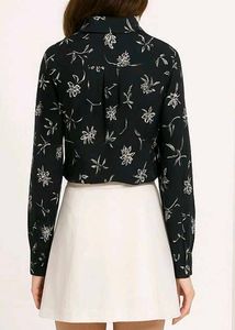 Black floral printed shirt top✨
