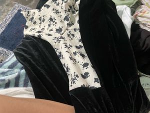 Korean Black Velvet Dress
