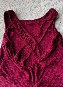 Maroon Free Size Workout Romper