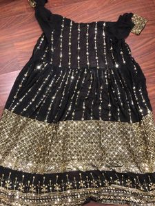 Elegant Black &amp; Gold Anarkali Suit