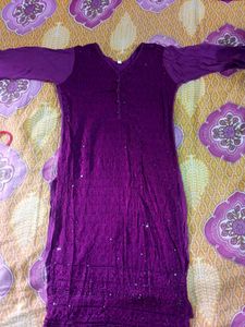 Beautiful Purple Embroidered Kurti