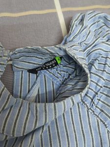 Striped Blue Top with puffy sleeves