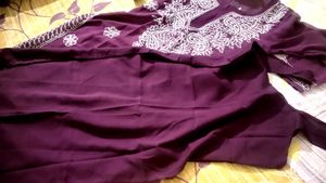 Wine Chikankari Kurti With Inner