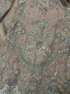 Elegant  Nude Peach Embroidered Pakistani Suit