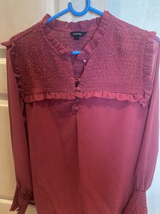 Burgundy Ruffle Top