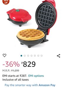 Sale 🎊 Mini Waffle Maker Machine