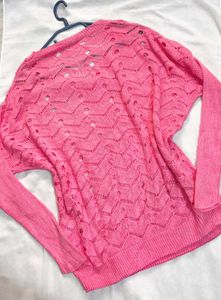 B2,G2 🎁Chic Pink Open-Knit Pullover B