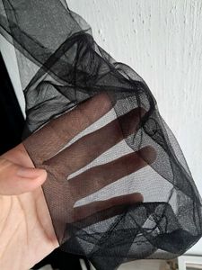 Black Velvet Dress with Sheer Sleeves