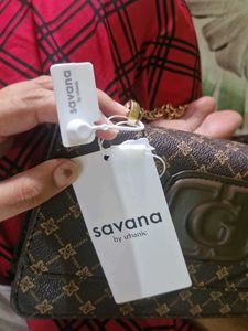 Savan Brown Patterned Crossbody Bag
