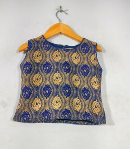 Navy Blue With Cream Skirt And Blouse Set (Girl&#39;s)