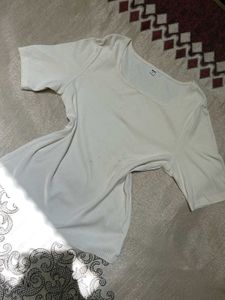 White Ribbed Square Neck Top