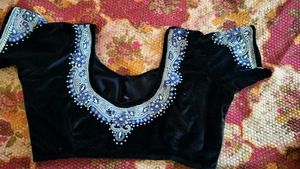 MAGGAM WORK  Black Velvet Blouse