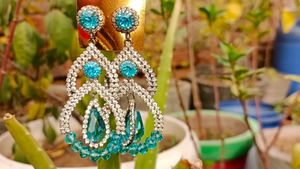 Sparkling Teal Drop Earrings