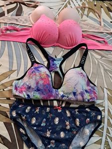 Combo Of Four Imported Fabric Bra N Panty
