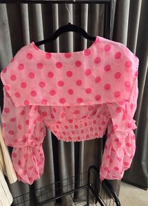 Pink Polka Dot Crop Top | M size