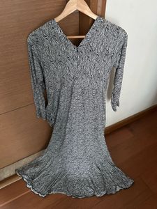 Patterned Midi Maternity Wear Dress With Pockets