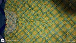 New Gerua Checked Kurti With Pompom