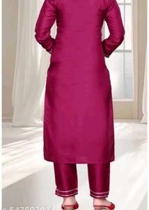 Maroon Embroidered Kurti Bottom And Dupatta Set