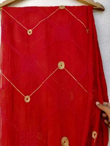 Black Kurta Set With Red Duppata