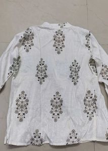 White Floral Print Tunic Short Kurti