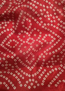 Red Cotton Joint  Bandhni Saree