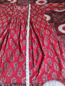 Floral Red Kurti With Black Design