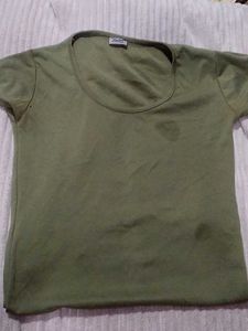 Olive Green Deep Neck Tee