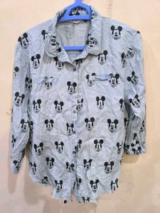 Denim Disney Mickey Mouse Shirt For Girls