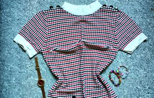 CHECKED RED WHITE DRESS FOR WOMEN