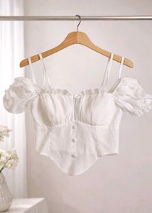 White Puff Sleeve Corset Top