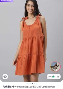 Rust A-Line Cotton Mini Dress