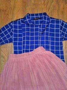 Checkered Jacket &amp; Korean Pleated Skirt