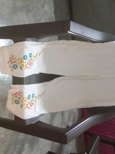 Embroidered White Pant
