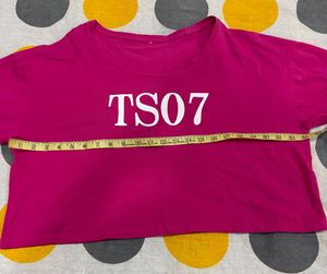Pink Cropped Graphic T-Shirt