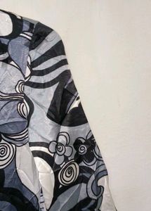 Abstract Floral Print Button-Up Top