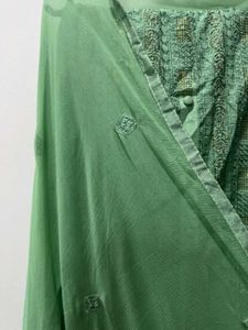 Green Stone-work Dress Material
